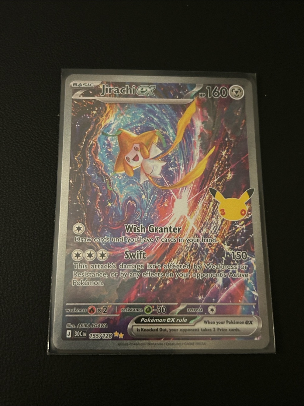 Pokemon Jirachi EX Holographic Card - Yellow, Blue, Pink